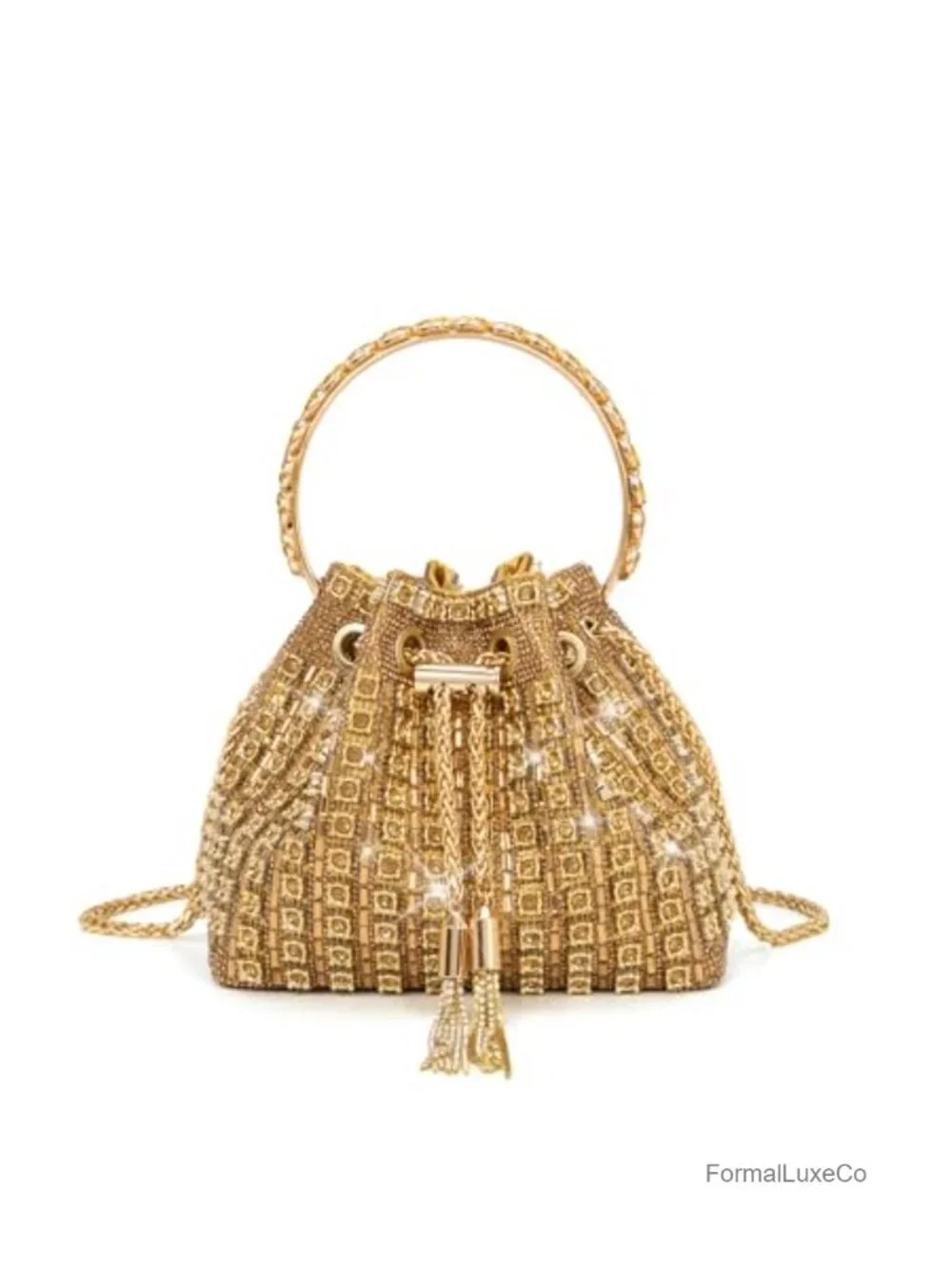 Rhinestone Clutch Purse Evening Bag with Detachable Chain